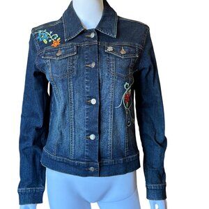 Harley-Davidson Denim Jacket Embroidered w/ Floral & Logo Design Womens Sz M
